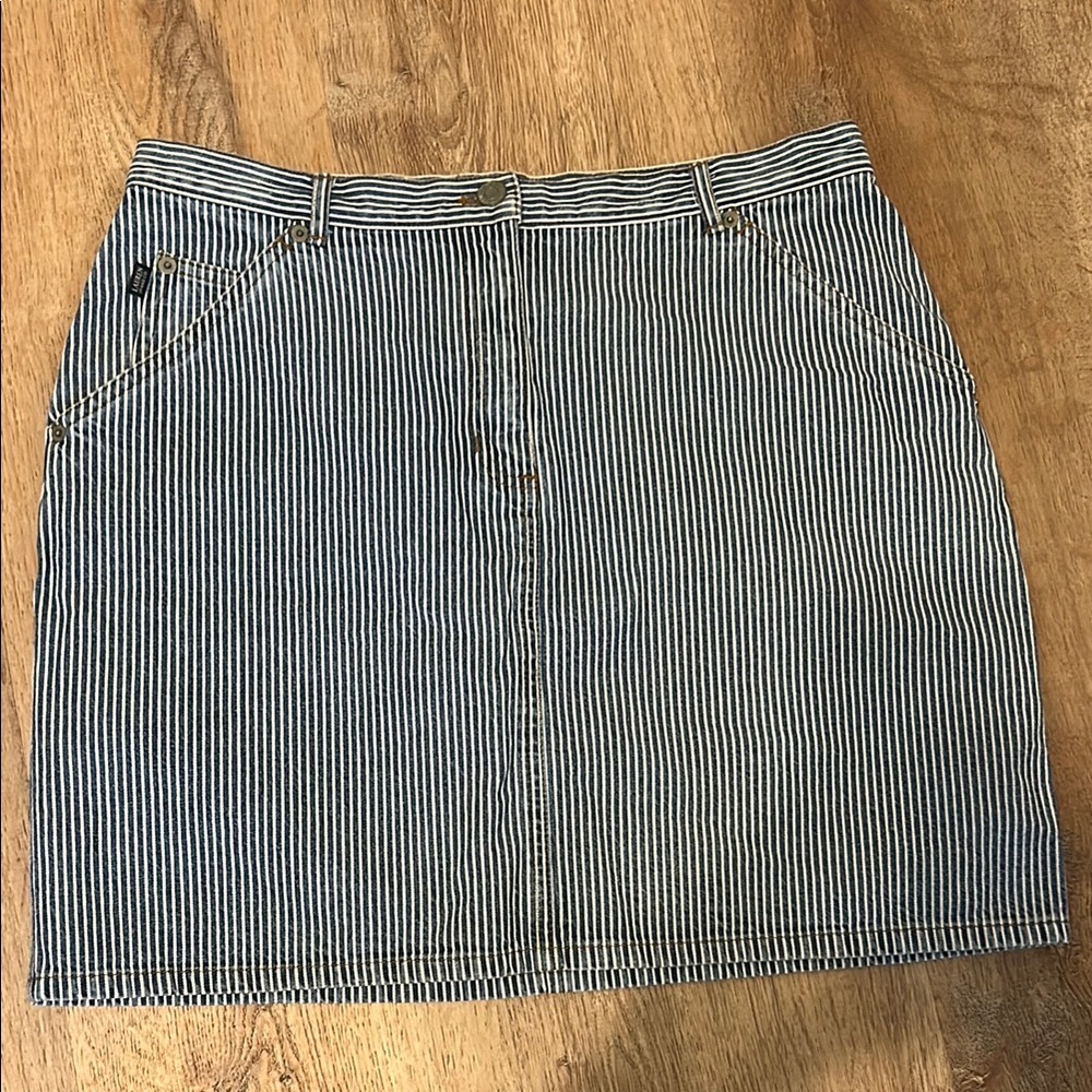 Ralph Lauren Blue and White Striped Pencil Mini Skirt